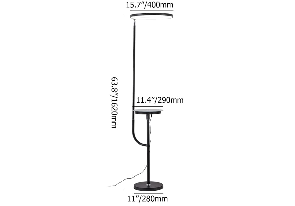 Modern Black Adjustable Floor Lamp LED Standing Reading Light with