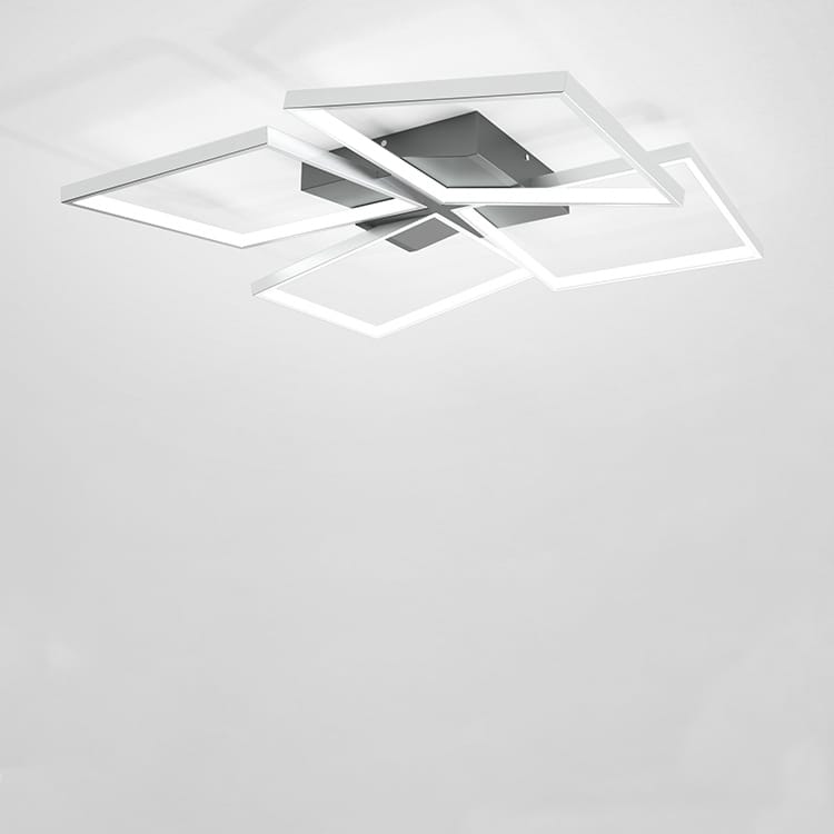 Modern Square LED Flush Mount Ceiling Light Silver & Black Ceiling