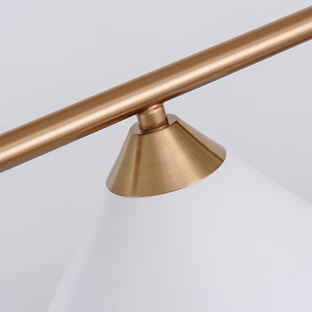 Minimalist White & Gold Arc Floor Lamp with Black Marble Base Table