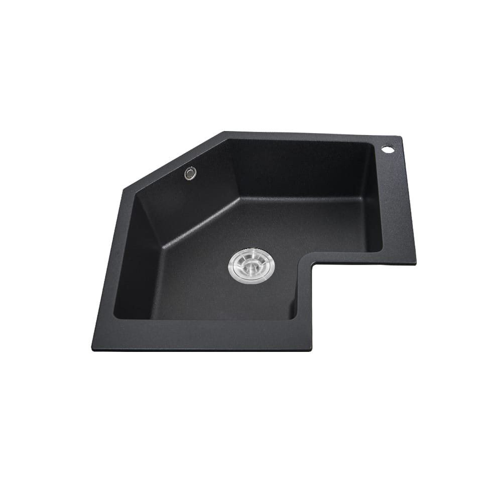 680mm Drop In Corner Kitchen Basin Modern Single Bowl Quartz Irregular