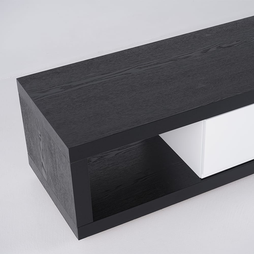 Quoint Modern TV Stand Retracted & Extendable 3Drawer Media Console