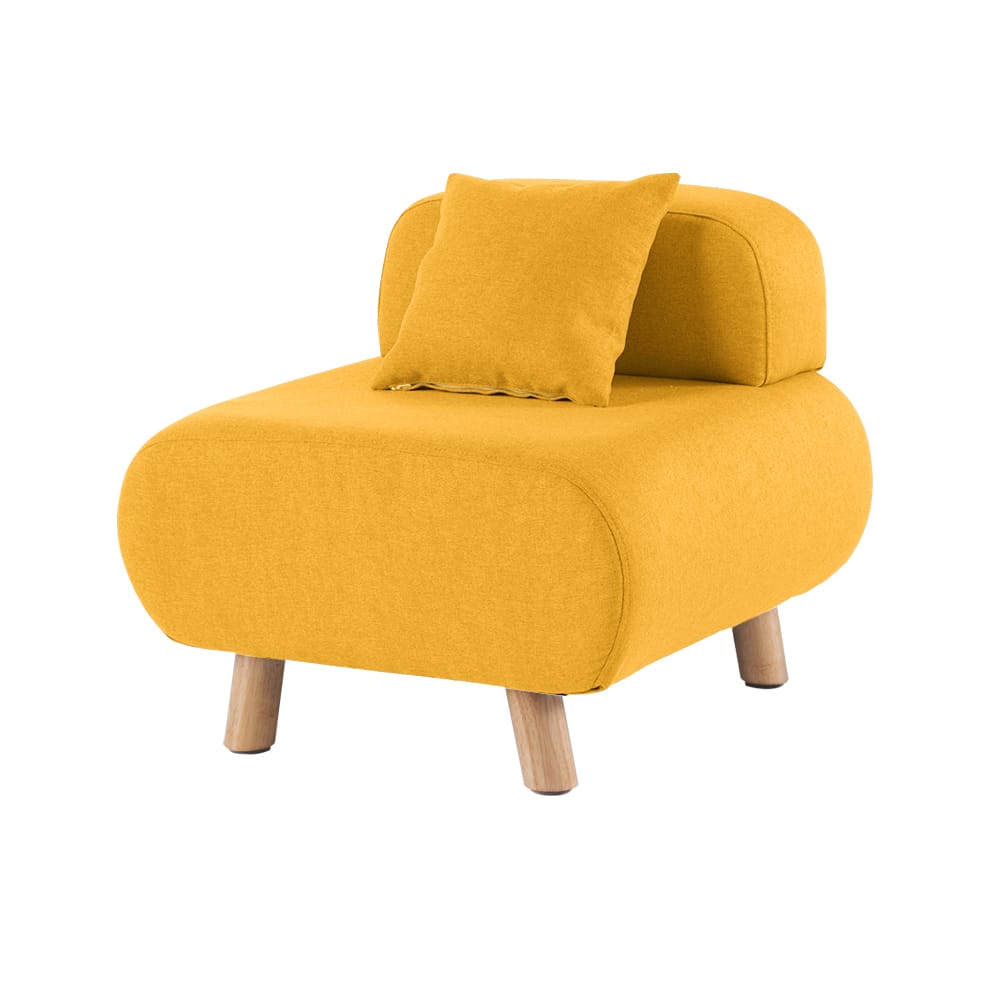 Modern Yellow Accent Chair with Cotton & Linen Upholstered and Pillow