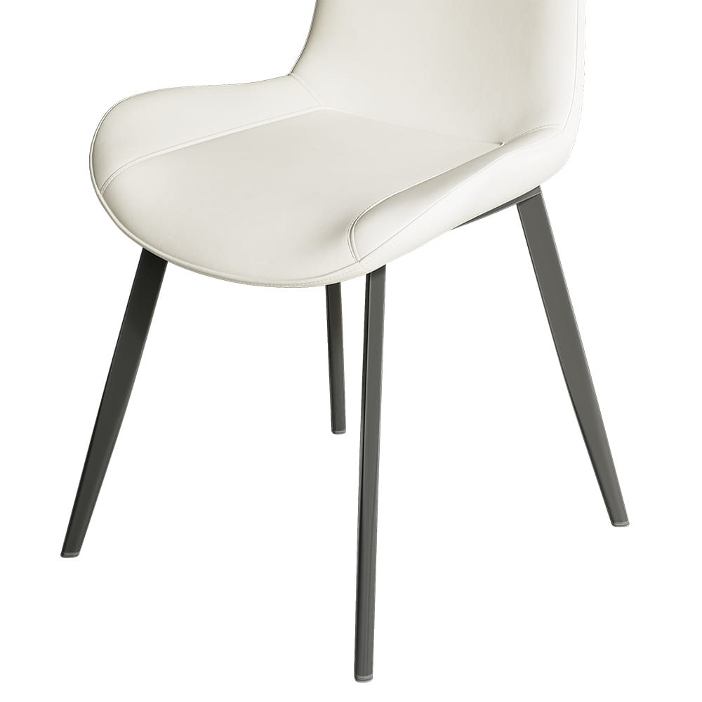 MidCentury Modern White Upholstered Dining Chairs PU Leather Set of 2