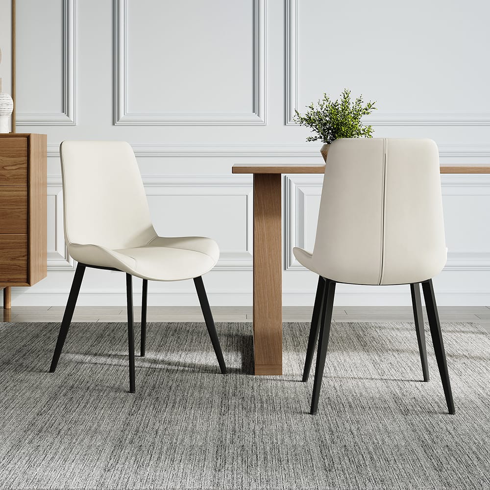 thumbnail image 2 of 4-Pack Black PU Leather Dining Chairs - Modern Parsons Style Kitchen & Living Room Seating 2 of 13