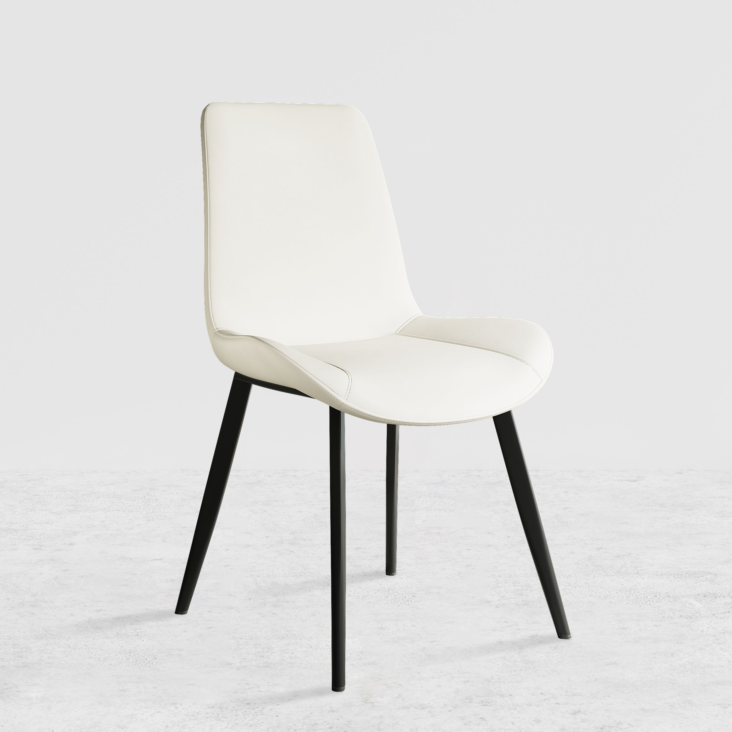 MidCentury Modern White Upholstered Dining Chairs PU Leather Set of 2