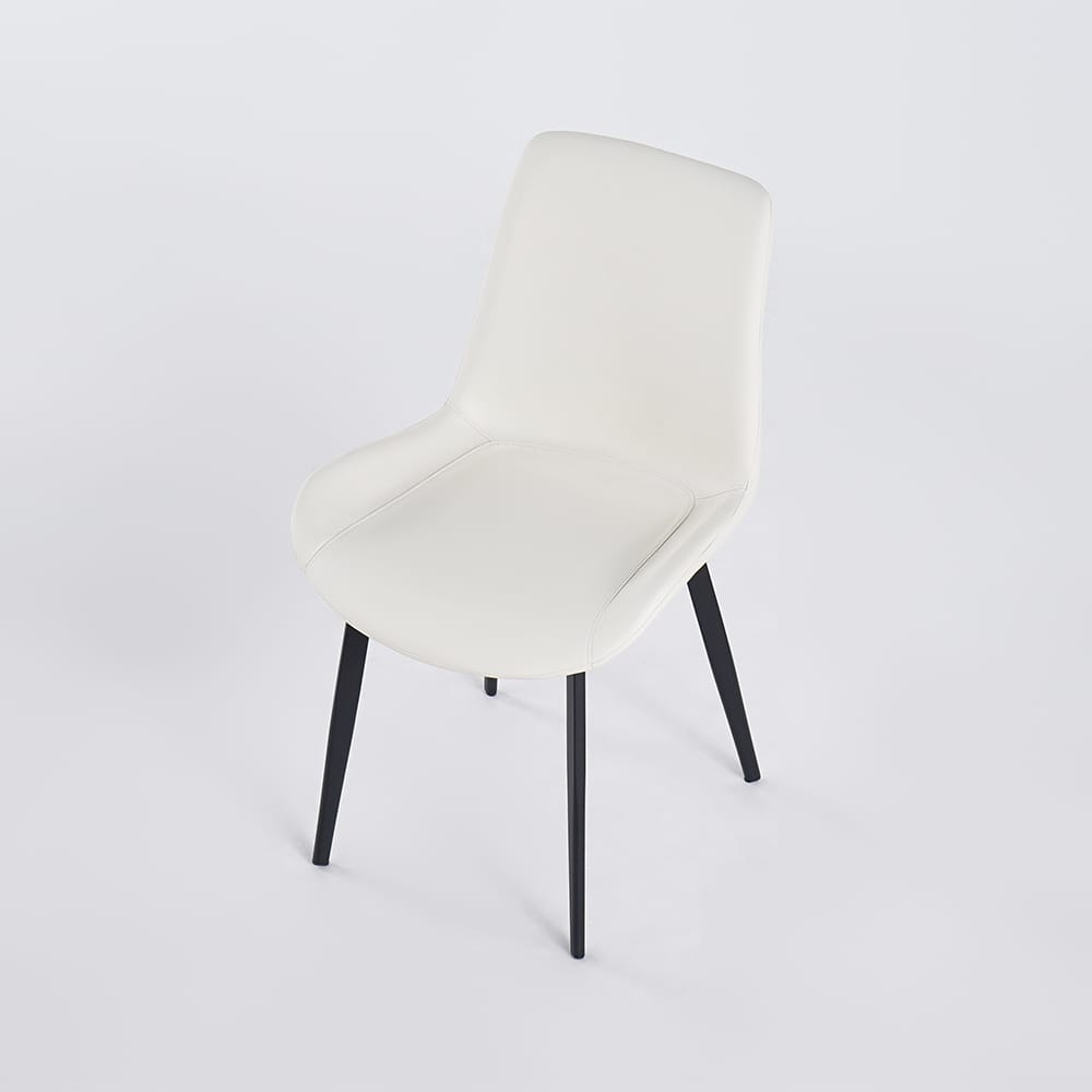 Mid-Century Modern White Upholstered Dining Chairs PU Leather Set of 2 - Kitchen & Dining 