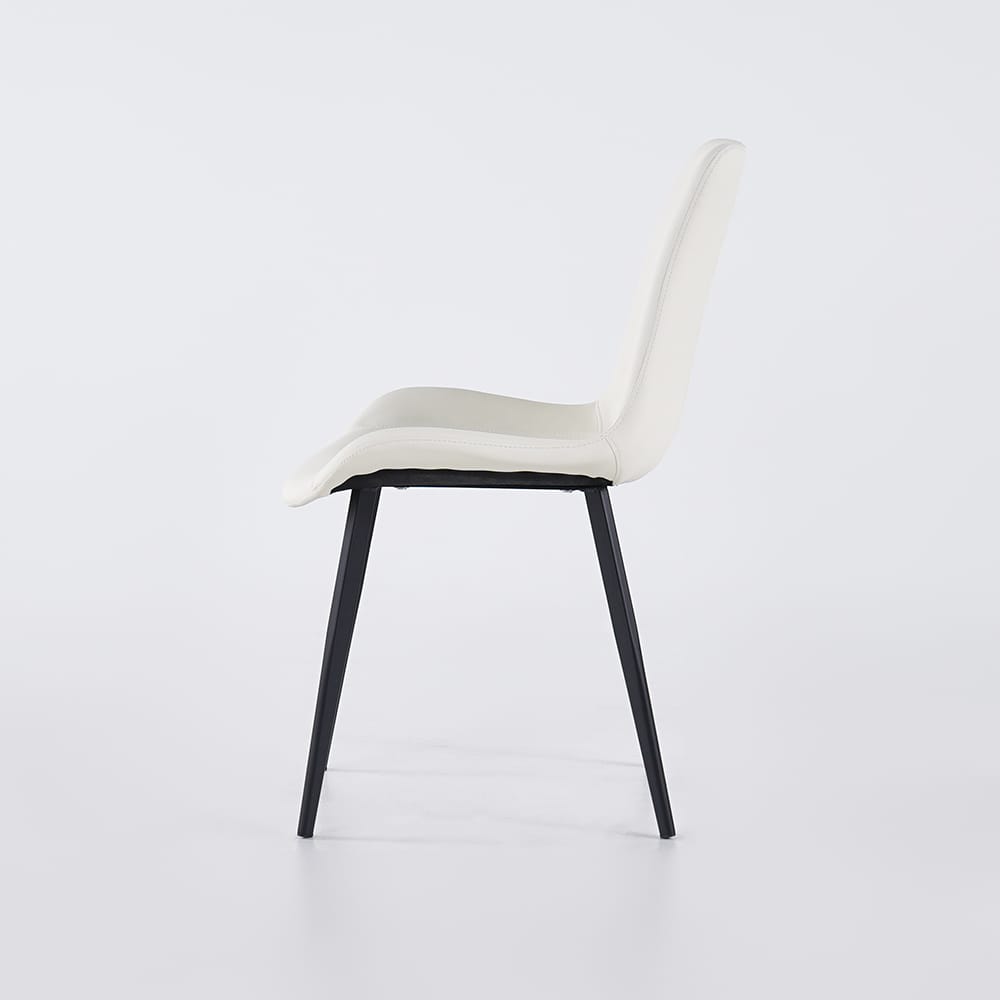 MidCentury Modern White Upholstered Dining Chairs PU Leather Set of 2