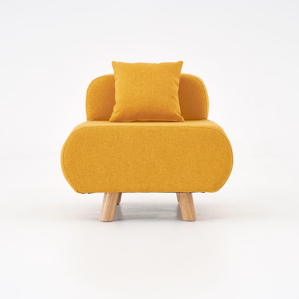 Modern Yellow Accent Chair with Cotton & Linen Upholstered and Pillow