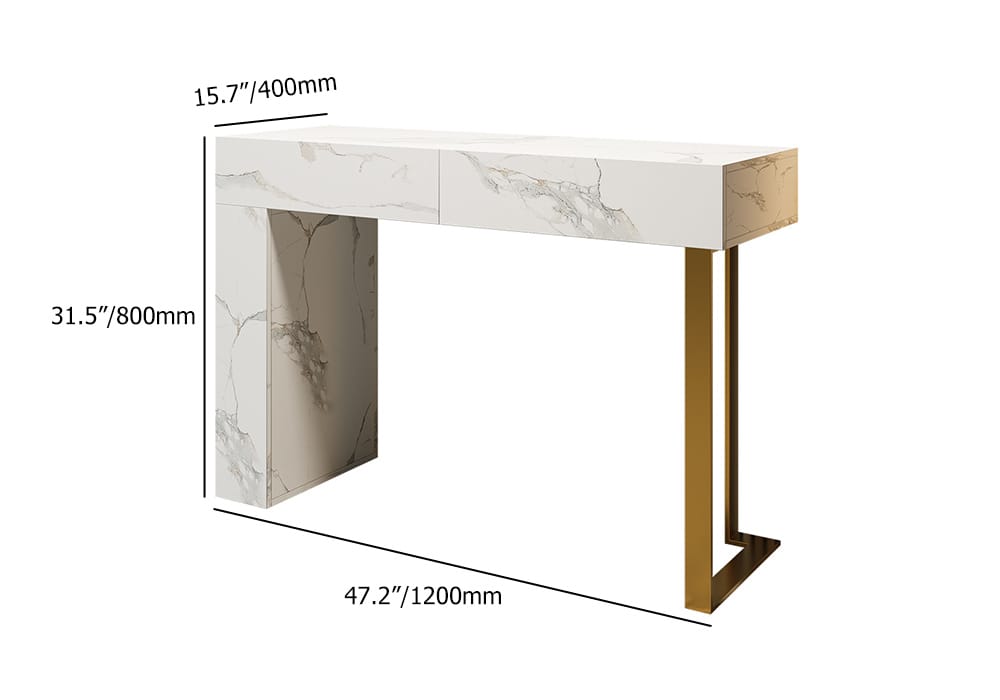 1200mm White Console Table Modern Rectangle Accent Table For Entryway