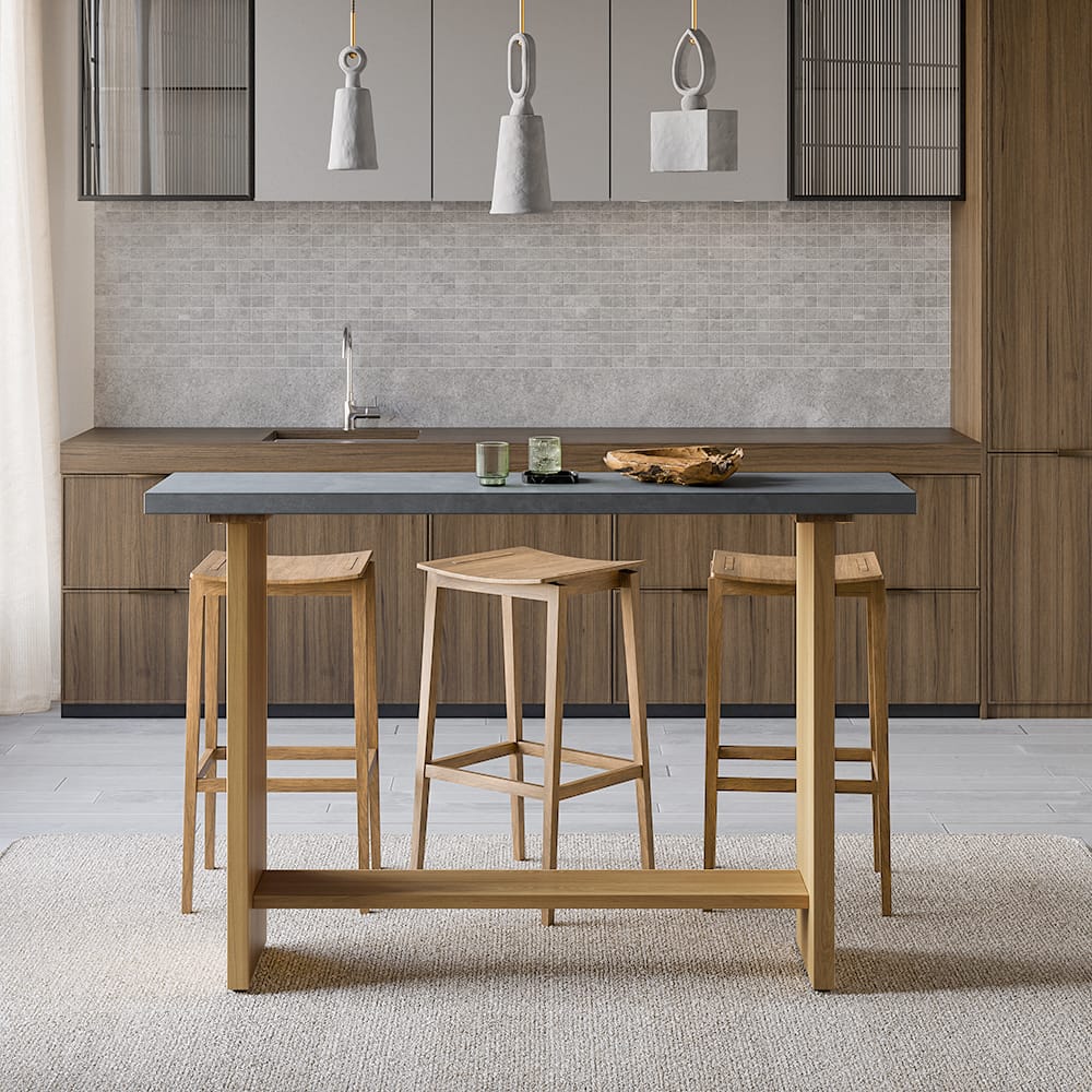 1400mm Concrete Grey Bar Height Pub Table Kitchen Bar Table Solid Wood ...